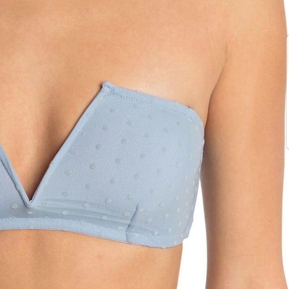 Free People Sierra Light Blue Swiss Dot Mesh V-neck Bandeau size M - Picture 2 of 11